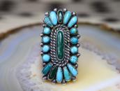 Atq Zuni Natural Turquoise Cluster Split Shank Ring  c.1940