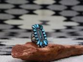 Atq Zuni Natural Turquoise Cluster Split Shank Ring  c.1940