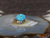 Vtg Pueblo/Navajo Coiled Snake Ring w/Gem Turquoise c.1945～