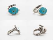 Vtg Pueblo/Navajo Coiled Snake Ring w/Gem Turquoise c.1945～