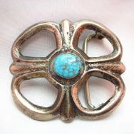 Vintage Cast Buckle with SpiderwebTurquoise c.1950