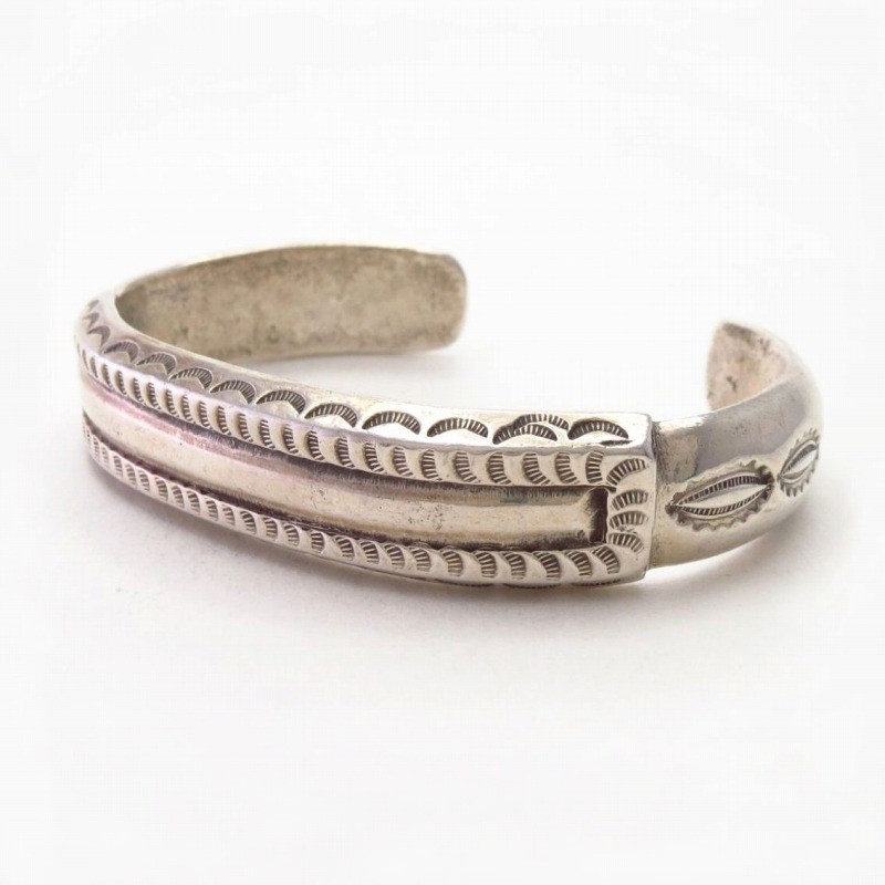 Vintage Navajo "FlatTop" Chiseled Heavy Silver Cuff  c.1950