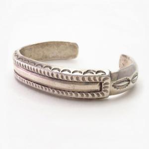 Vintage Navajo "FlatTop" Chiseled Heavy Silver Cuff  c.1950