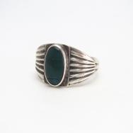 Atq Navajo Split Shank Silver Ring w/Green Turquoise c.1935～
