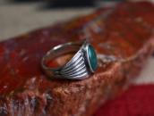 Atq Navajo Split Shank Silver Ring w/Green Turquoise c.1935～