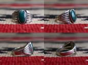 Atq Navajo Split Shank Silver Ring w/Green Turquoise c.1935～