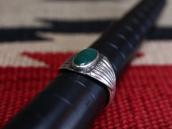 Atq Navajo Split Shank Silver Ring w/Green Turquoise c.1935～