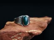 Atq Navajo Split Shank Silver Ring w/Green Turquoise c.1935～