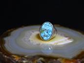 Antique Navajo Casted Seal Ring w/Gem No.8 Turquoise c.1940～
