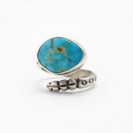 Vtg Pueblo/Navajo Coiled Snake Ring w/Gem Turquoise c.1945～