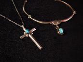 Vintage Cross Fob with Turquoise Necklace  c.1960～