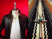 Vintage Cross Fob with Turquoise Necklace  c.1960～