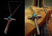 Vintage Cross Fob with Turquoise Necklace  c.1960～