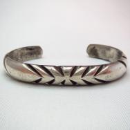 Vintage Navajo Engraving Ingot Silver Cuff  c.1940