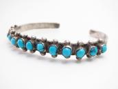 Vintage Zuni 13 Turquoise Row Narrow Cuff Bracelet c.1940～ ①