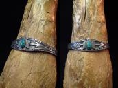 Atq Thunderbird & Arrow Design Cuff Bracelet w/Gem TQ c.1940