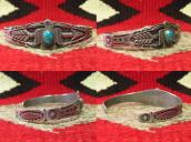 Atq Thunderbird & Arrow Design Cuff Bracelet w/Gem TQ c.1940