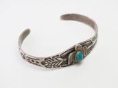 Atq Thunderbird & Arrow Design Cuff Bracelet w/Gem TQ c.1940