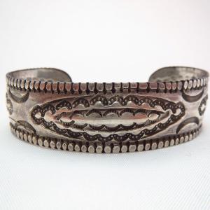 Antique Navajo Stamped Ingot Silver Cuff M c.1910～
