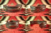 Antique Navajo Stamped Ingot Silver Cuff M c.1910～