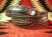 Antique Navajo Stamped Ingot Silver Cuff M c.1910～