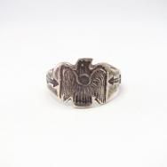 Atq Thunderbird & Arrows Stamped Silver Tourist Ring  c.1920