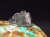 Atq Thunderbird & Arrows Stamped Silver Tourist Ring  c.1920