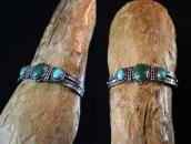 Atq Navajo T-bird & Snake Stamped Cuff w/Turquoise c.1930～
