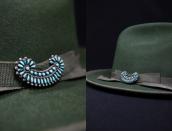 Vintage Zuni Turquoise Cluster Pin Brooch in Silver  c.1960～