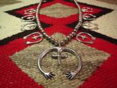 Vintage Sand Casted Silver Naja & Beaded Necklace  c.1970