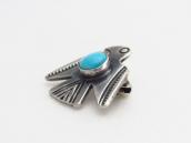 Vtg Small Thunderbird Shape Silver Pin w/Turquoise  c.1940～