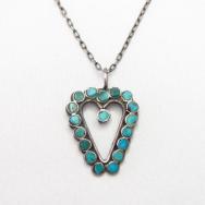 Vtg Zuni "Dishta Style" Heart Shaped Fob Necklace  c.1960～