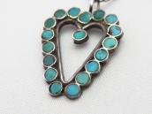 Vtg Zuni "Dishta Style" Heart Shaped Fob Necklace  c.1960～