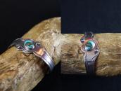 Antique Pueblo Snake Shaped Silver Cuff w/Turquoise  c.1930～