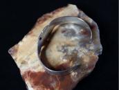 Antique Pueblo Snake Shaped Silver Cuff w/Turquoise  c.1930～