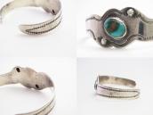 Antique Pueblo Snake Shaped Silver Cuff w/Turquoise  c.1930～