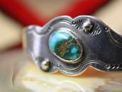 Antique Pueblo Snake Shaped Silver Cuff w/Turquoise  c.1930～