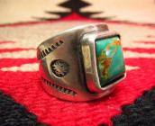 Vintage Ingot Silver Ring with sq.Turquoise c.1960