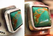 Vintage Ingot Silver Ring with sq.Turquoise c.1960