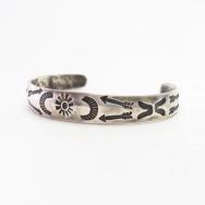 【Ganscraft】Antique Domed & Stamped Silver Small Cuff c.1930～