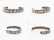 【Ganscraft】Antique Domed & Stamped Silver Small Cuff c.1930～