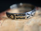 【Ganscraft】Antique Domed & Stamped Silver Small Cuff c.1930～