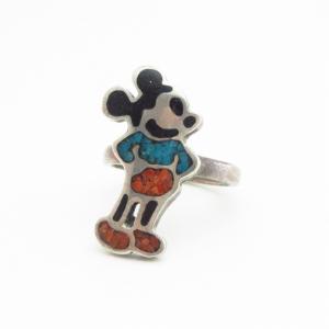 OLDPAWN Zuni Chip Inlay 『Mickey』 Silver Ring  c.1980