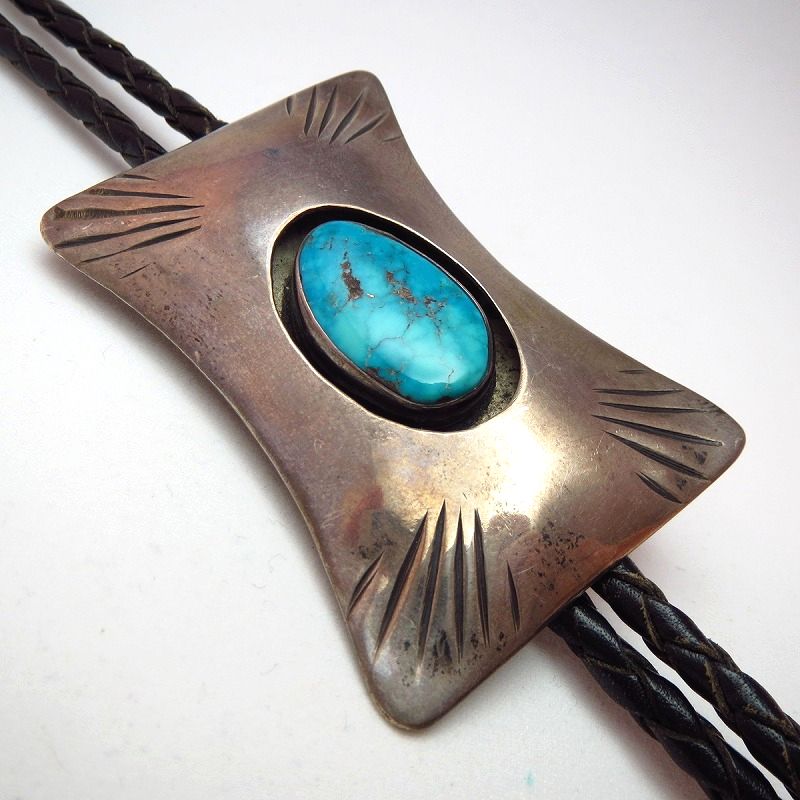 Vintage Bolo with Morenci Turquoise  c.1973