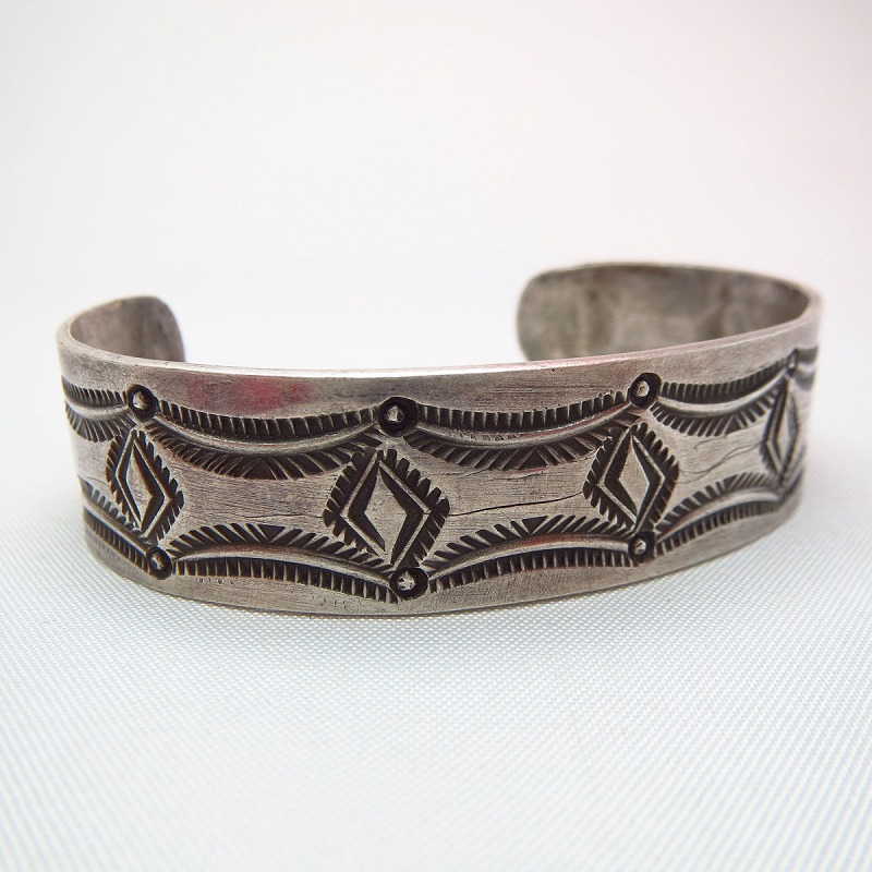 Antique Stamped Ingot Silver Cuff Bracelet  c.1900