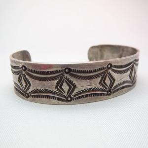 Antique Stamped Ingot Silver Cuff Bracelet  c.1900