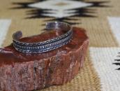 Atq Navajo Chiseled & Stamped Heavy IngotSilver Cuff c.1920～