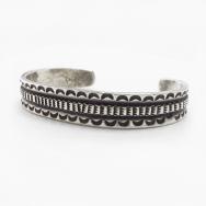 Atq Navajo Chiseled & Stamped Heavy IngotSilver Cuff c.1920～