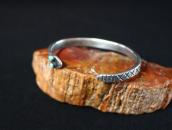 Atq Pueblo Snake Shape Ingot Silver Cuff w/Turquoise  c.1920