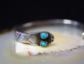Atq Pueblo Snake Shape Ingot Silver Cuff w/Turquoise  c.1920